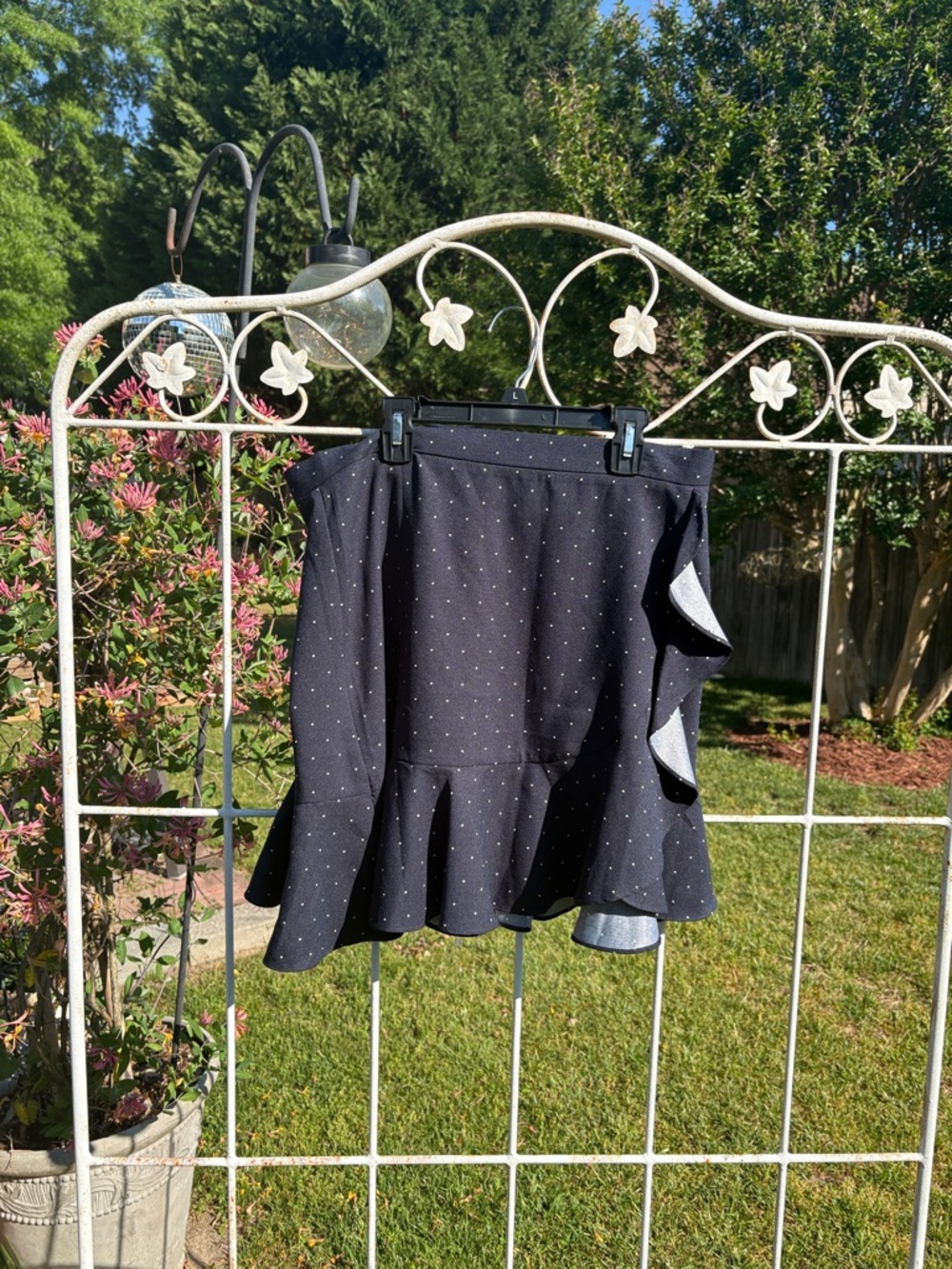 Banana Republic Black Polka Dot Peplum A-Line Skirt